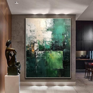 Green Minimalism Painting Green Wall Art Green Canvas Wall Art Large White Abstract Oil Painting Green Canvas Painting Green Abstract Art