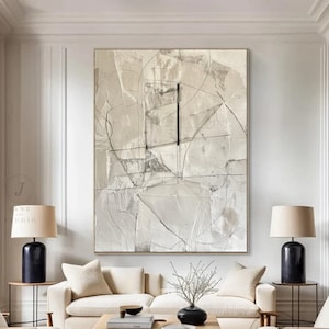 Wabi-Sabi Beige Abstract Painting: Large Textured Canvas Art