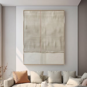 Beige Textured Abstract Painting: Boho Minimalist Wall Art