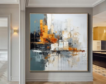 Wabi-Sabi Abstract Sailboat Painting: Colorful Geometric Texture Art