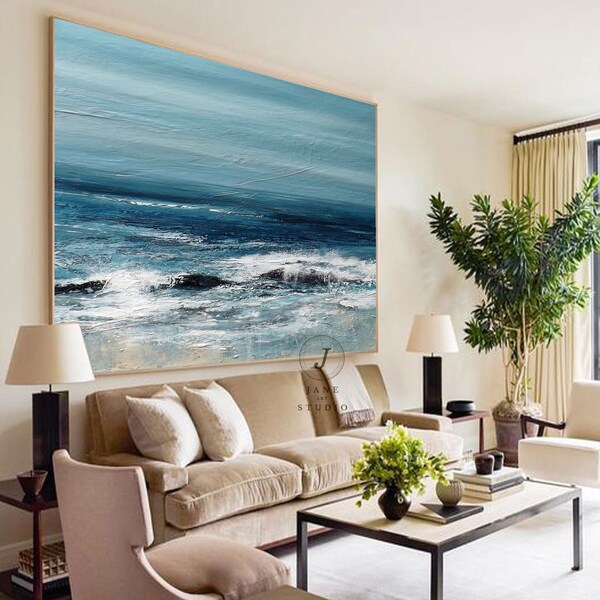 Large Ocean Painting Etsy