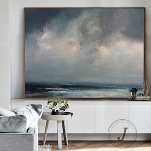 Original Blue Ocean Oil Painting: Large Abstract Seascape Canvas Art