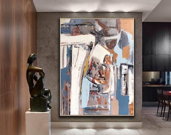 Large Abstract Acrylic Painting: Contemporary Wall Art Canvas
