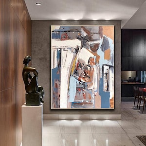 Large Abstract Acrylic Painting: Contemporary Wall Art Canvas