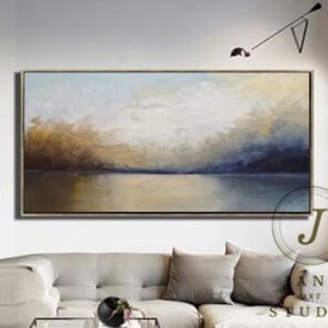 Large Sea Abstract Painting Original Ocean Oil Painting On Canvas Sky Landscape Abstract Original Sea Level Painting Living Room Wall Art