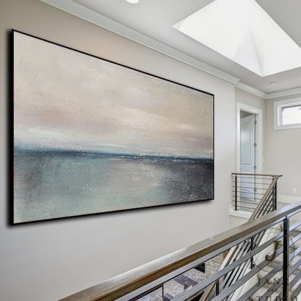Large Sea Abstract Painting Ocean Painting On Canvas,Original Sky Landscape Painting,Sea Abstract Oil Painting,Large Living Room Wall Art