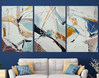 Oil Paint Canvas Set of 3 Abstract art Abstract Canvas Wall Art Contemporary Art Wall Painting For Living Room minimalist triptych painting