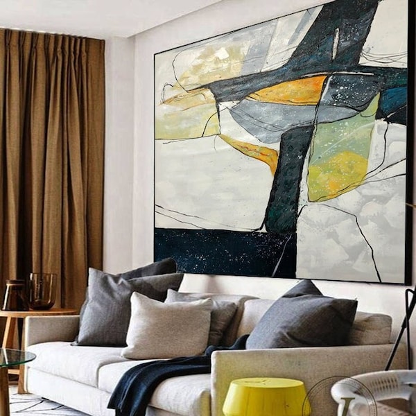 Großes abstraktes Ölgemälde Goldene Malerei Schwarze Malerei Minimalistische Malerei Original Abstrakte Malerei Auf Leinwand Wohnzimmer Wandkunst