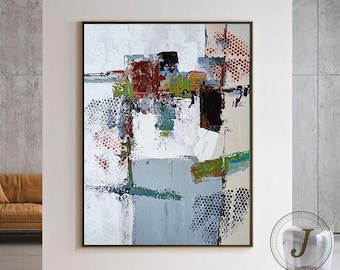 Large Abstract Painting Modern Abstract Painting Oil Hand Painting Blue White Painting Original Abstract Wall Art Original Textured Art