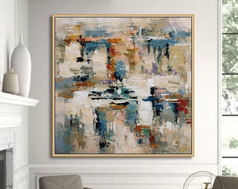 Large Original Abstract Painting Canvas Colorful Oil Painting Minimalist Abstract Painting Original Abstract Gold Painting Arcylic Painting