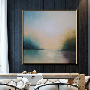 Blue Ocean Oil Painting: Large Abstract Seascape Art on Canvas