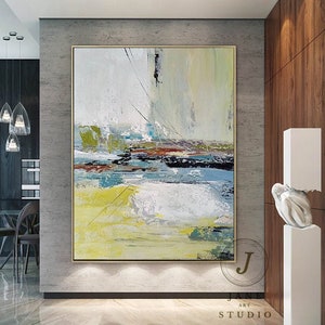 Original Abstract Painting Minimalist Abstract Canvas Wall Painting Large Abstract Painting Yellow Painting Green Painting Arcyling Painting