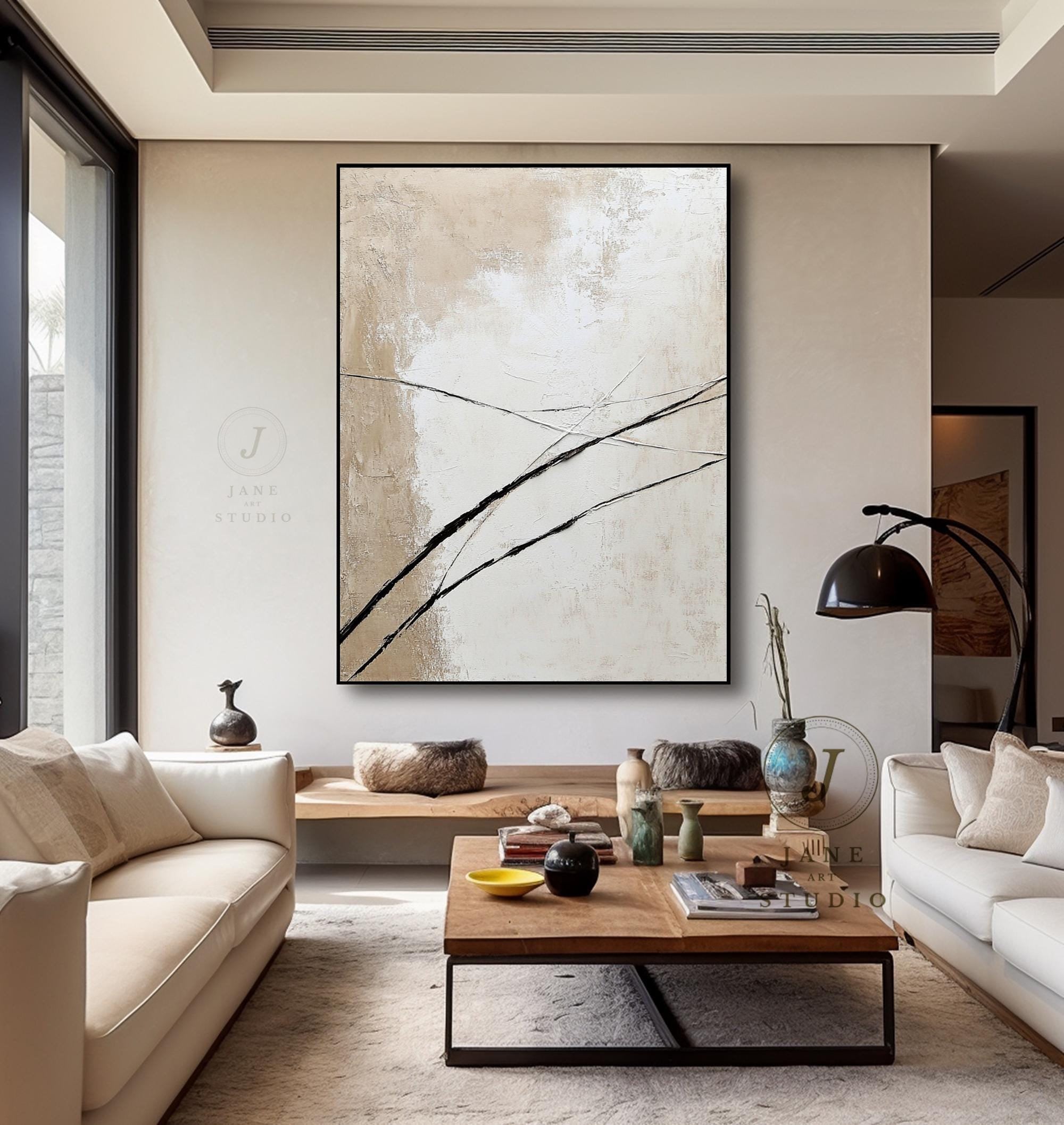 Beige Wabi Sabi Wall Art - Neutral Textured Canvas Abstract Painting ...