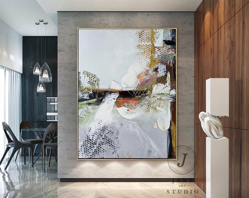 Large Abstract Painting Original Canvas Wall Art Gray Painting ...