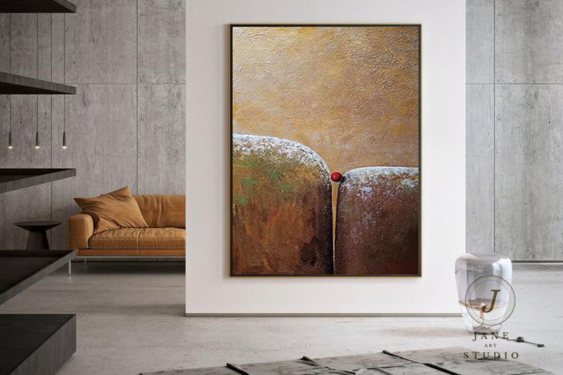 Large Abstract Canvas Painting Brown Abstract Oil Painting Etsy