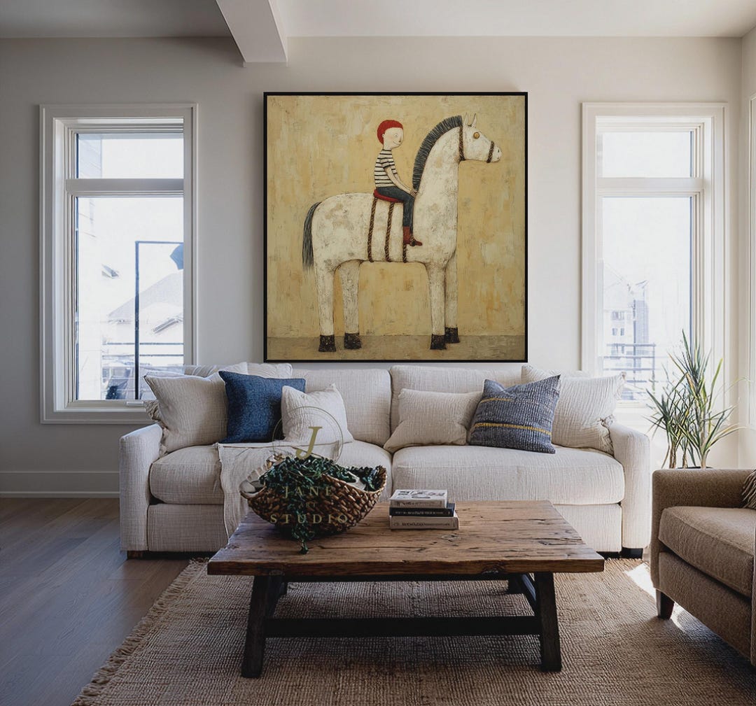 Large Abstract White Horse Oil Painting on Canvas,minimalist Animal ...