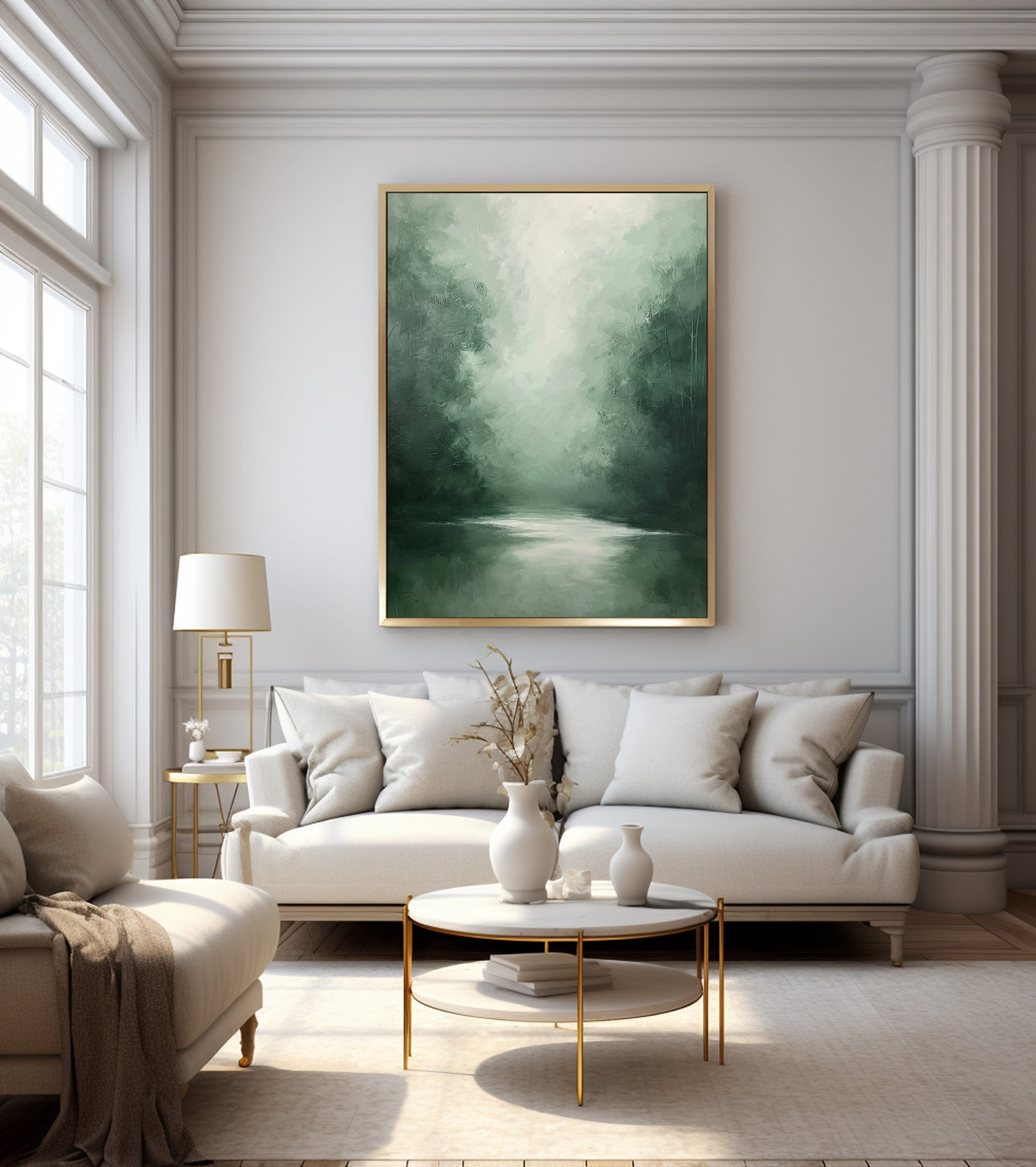 Large Green Abstract Landscape Painting: Textured Canvas Wall Art - Etsy
