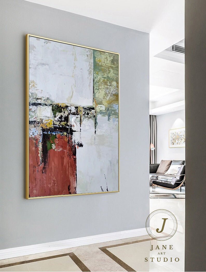 Original Abstract Painting Canvas Red Painting Contemporary Etsy
