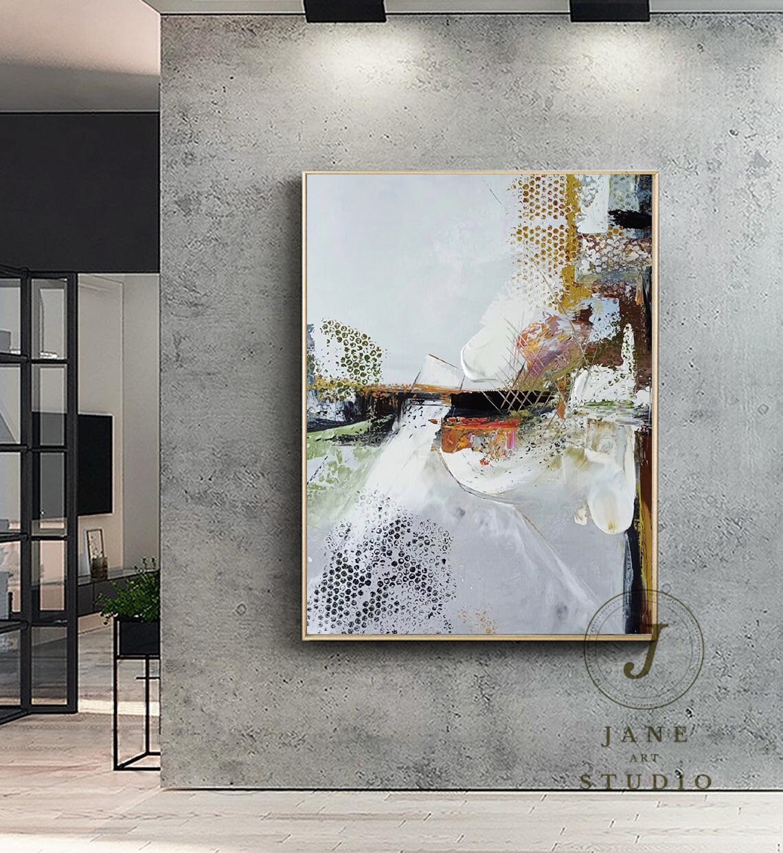 Large Abstract Painting Original Canvas Wall Art Gray Painting Etsy