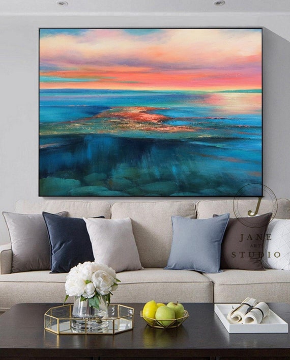 Large Original Sea Abstract Paintingblue Ocean Landscape - Etsy