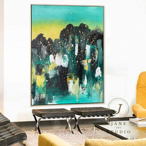 Large Original Landscape Oil Painting on Canvas Abstract Green Painting ...