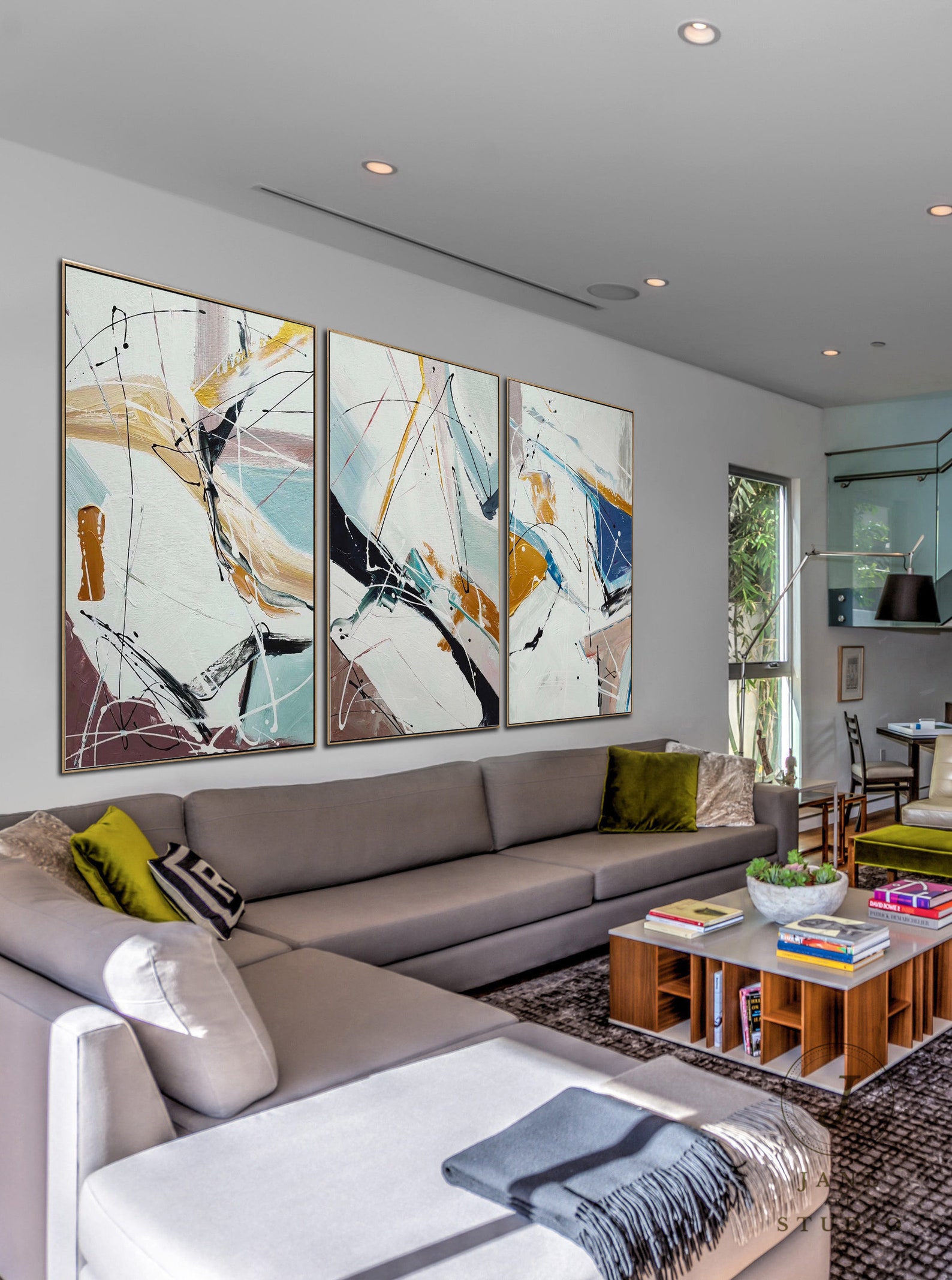 Oil Paint Canvas Set of 3 Abstract Art Abstract Canvas Wall Etsy