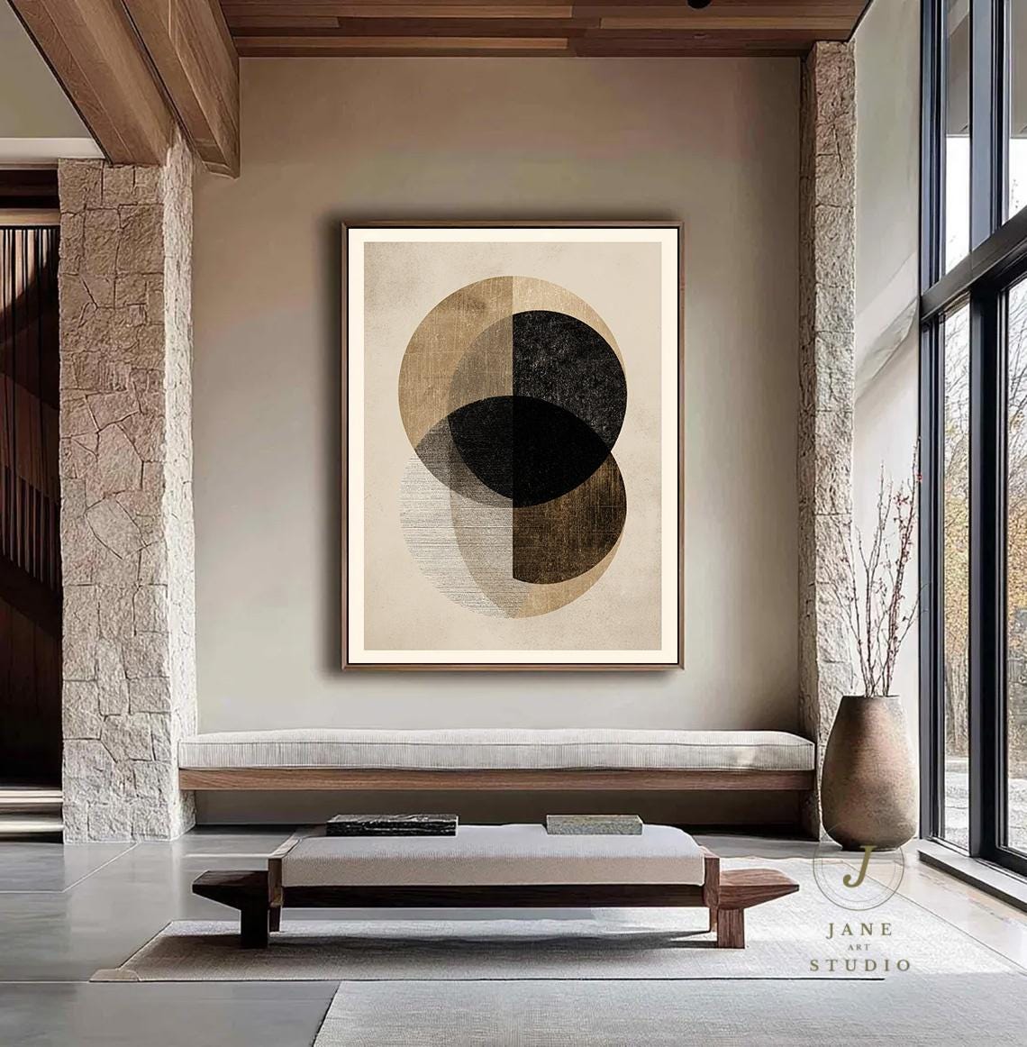 Wabi Sabi Beige Abstract Canvas Painting: Boho Textured Wall Art - Etsy