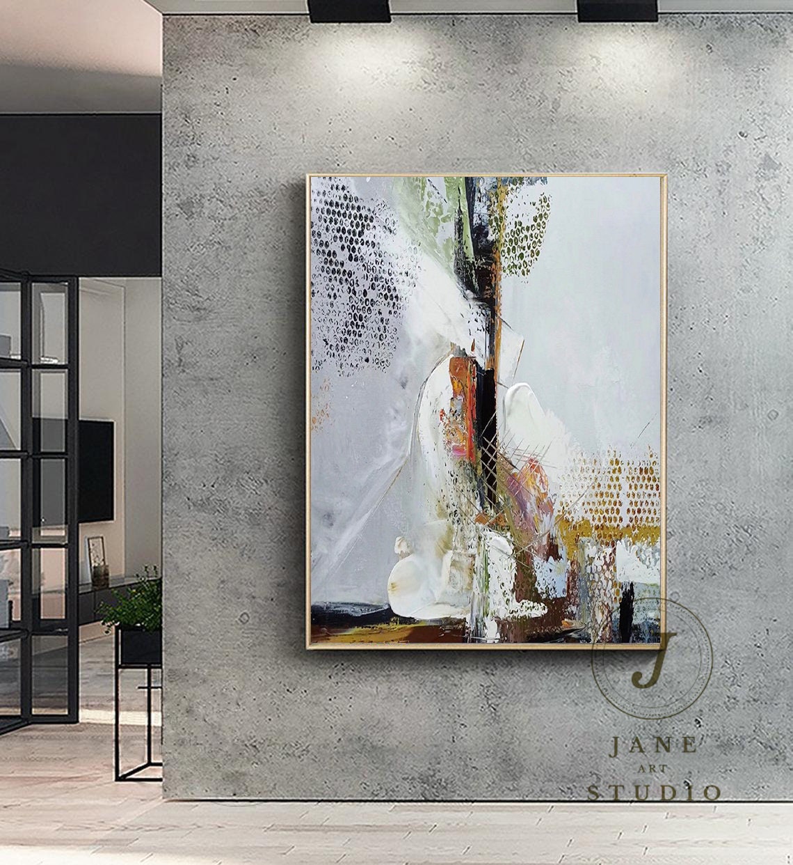 Large Abstract Painting Original Canvas Wall Art Gray Painting ...