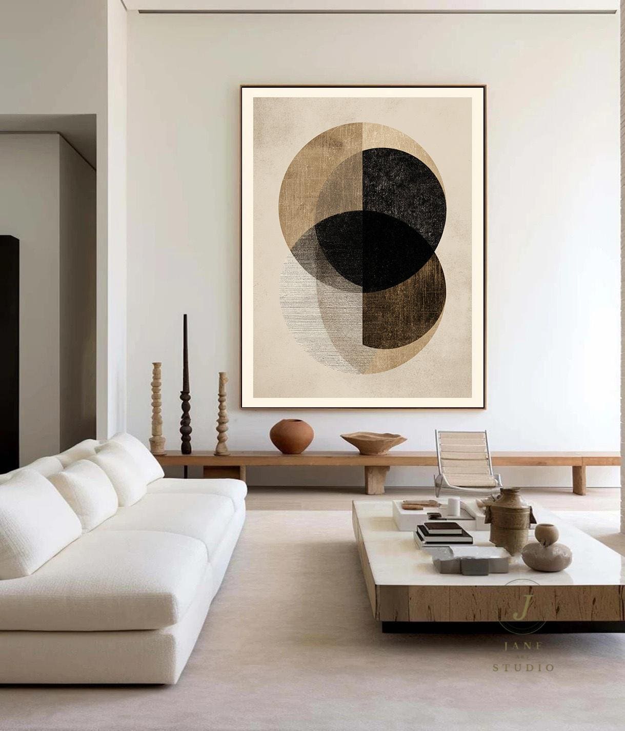 Wabi Sabi Beige Abstract Canvas Painting: Boho Textured Wall Art - Etsy