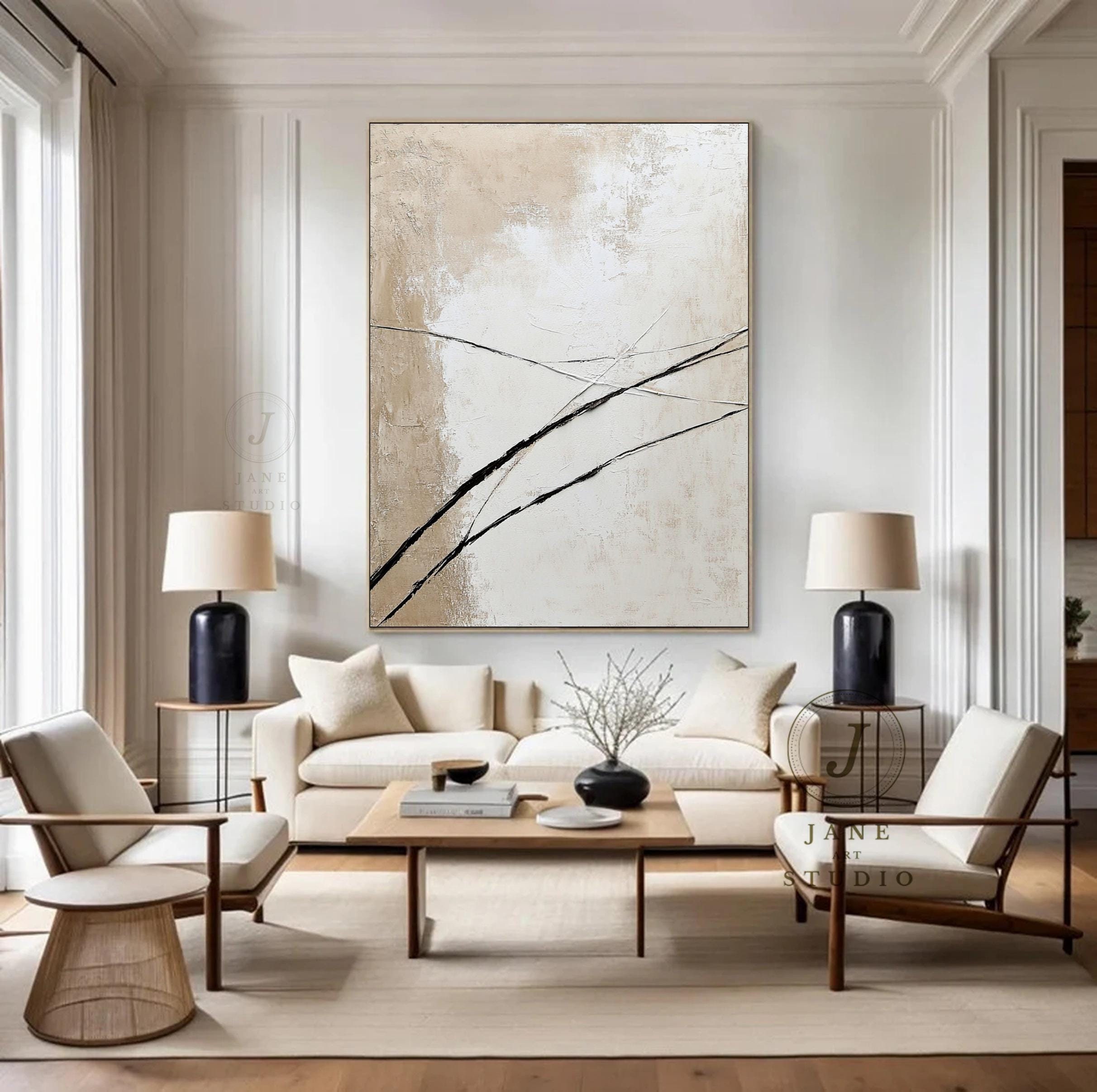 Beige Wabi Sabi Wall Art - Neutral Textured Canvas Abstract Painting ...