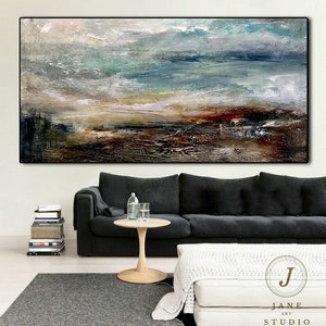 Super Texture Sea Abstract Painting, Large Cloud Canvas Painting, Large Sea Sky Abstract Painting On Canvas,Original Beach Abstract Painting image 7