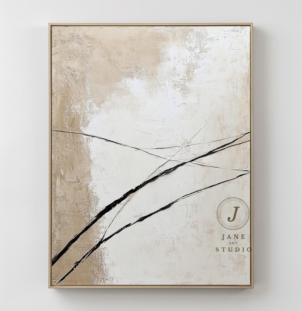 Beige Wabi Sabi Wall Art - Neutral Textured Canvas Abstract Painting ...