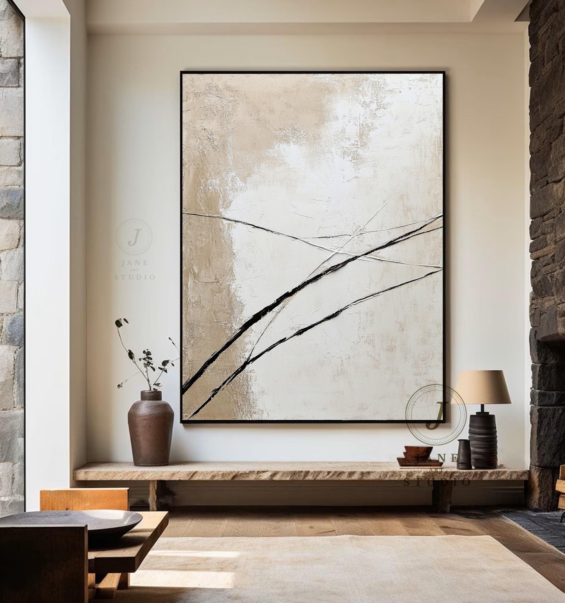Beige Wabi Sabi Wall Art - Neutral Textured Canvas Abstract Painting ...