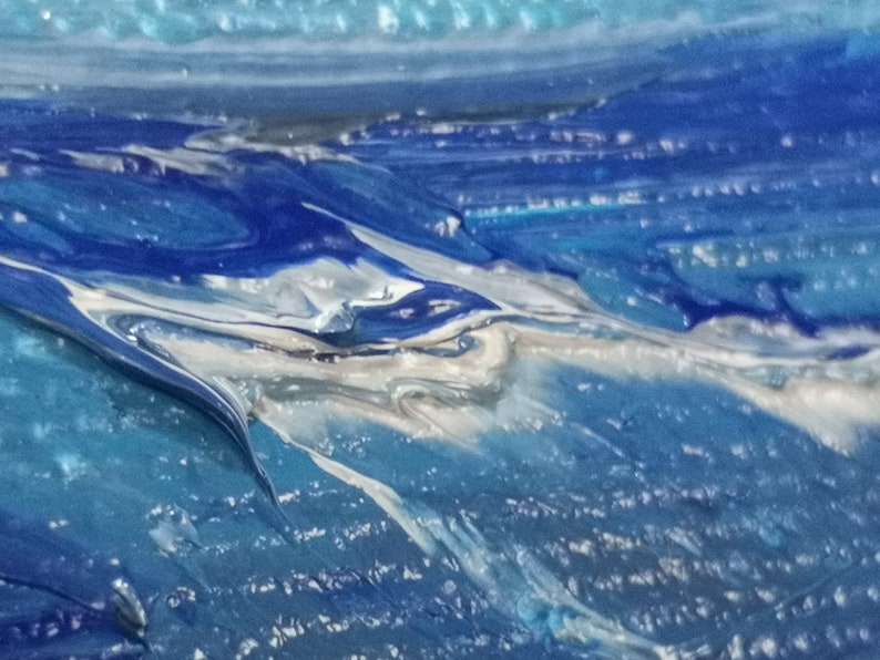 Deep Blue Ocean Landscape Painting,Sky Landscape Painting,Original Sea Abstract Oil Painting On Canvas,Large Sofa Wall Sea Art Oil Painting image 8