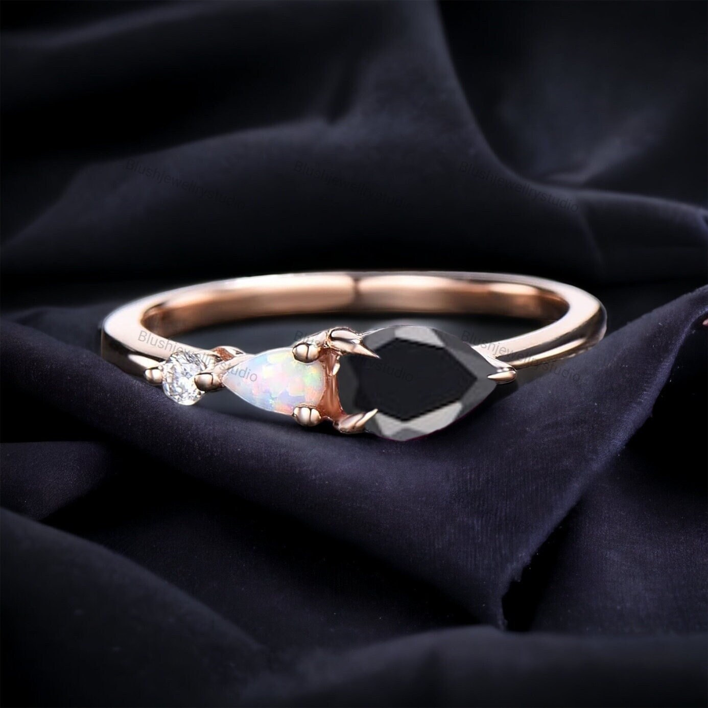 • NIGHTFALL • onyx, opal + silver ring