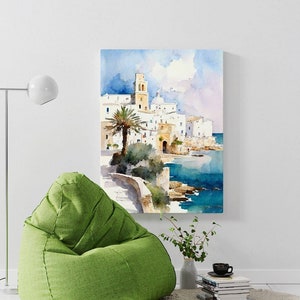 Puglia Italy Watercolor painting Landscape Digital Art Poster home decoration Italy travel art canvas landscape wall art decoration