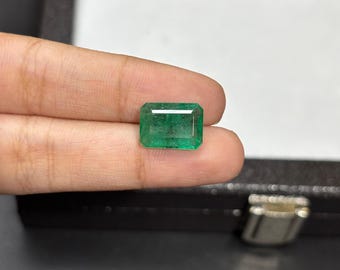 Rare Quality Natural Zambian Emerald Cut: 6.10 Cts Octagon Gemstone 13.6x10x4.9mm, Making Pendant Jewelry