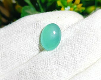 Oval Chrysoprase Cabochon: Aquamarine Green Gemstone (13x9.5x4.9mm)