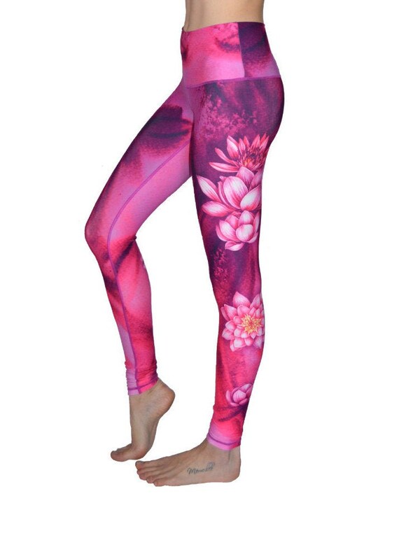 Lotus Leggings Hand Drawn Design Yoga 