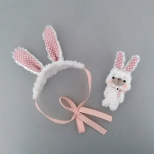 Rabbit Ears Headband Fashion Accessory for Blythe + Mini White Rabbit for Blythe, Set For Blythe, Accessories For Blythe,