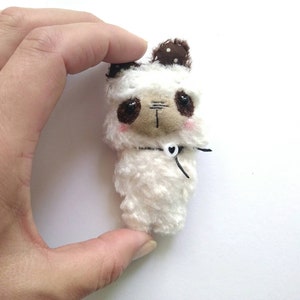 Miniature Panda Brooch, Plush Brooch, Animal Brooch,  Birthday Gift, Kids jewelry, Valentine&#39;s day Gift