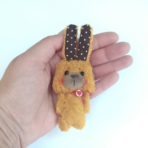 Mini Rabbit Brooch, Plush Brooch, Toy For Blythe, Animal Brooch, Kids jewelry, Birthday Gift, Valentine&#39;s day gift