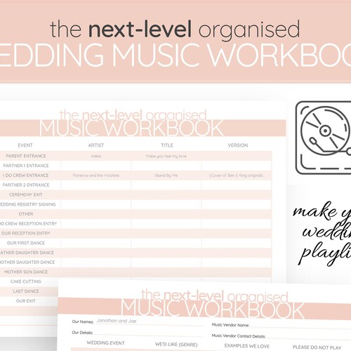 Wedding Music Worksheet Printable DJ Workbook Printable - Etsy