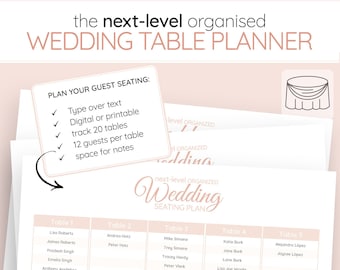 Wedding Reception Seating Planner Printable | Guest Table Planner | Wedding Planning Printable Download