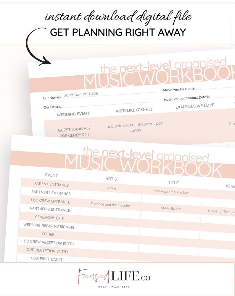 wedding music worksheet printable dj workbook printable etsy
