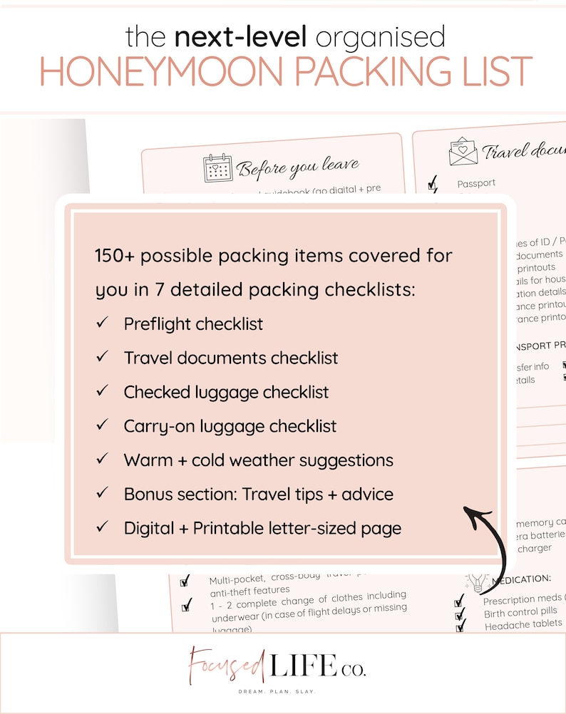 honeymoon checklist honeymoon packing list pdf printable