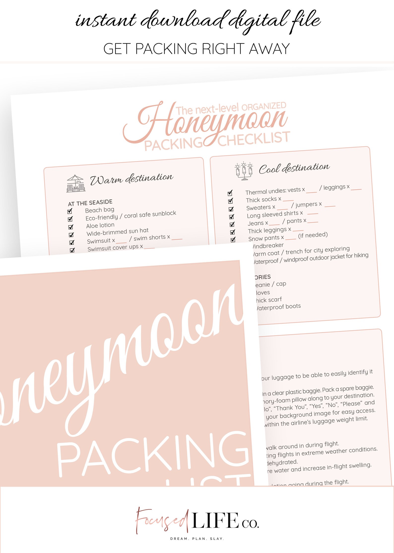 Honeymoon Checklist Honeymoon Packing List PDF Printable - Etsy