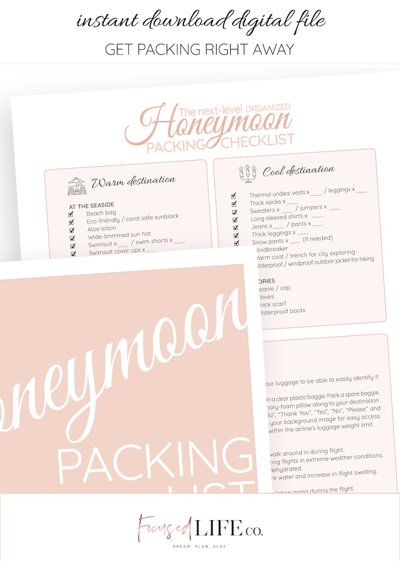 honeymoon checklist honeymoon packing list pdf printable