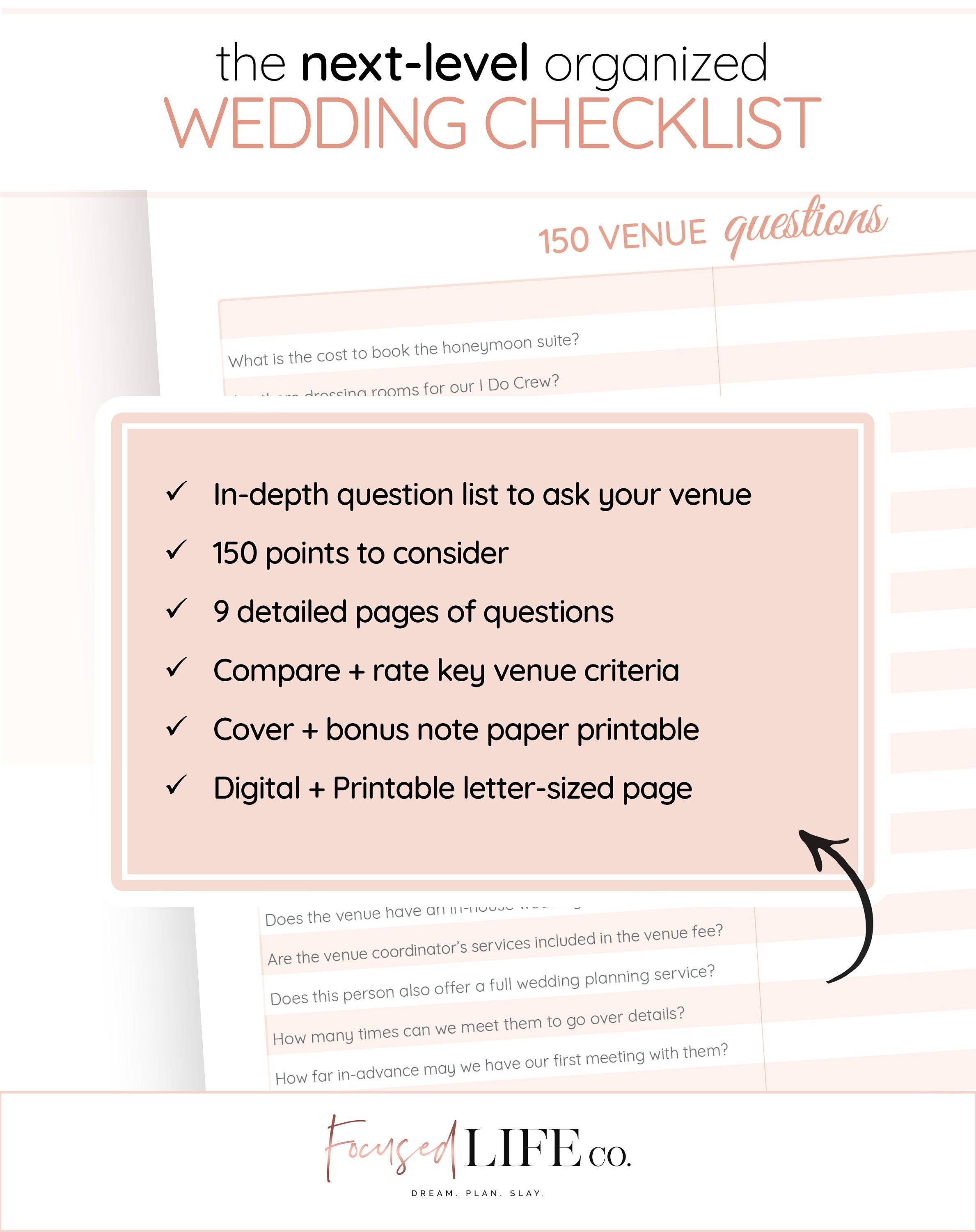 Wedding Venue Questions Workbook 150 Question Wedding - Etsy