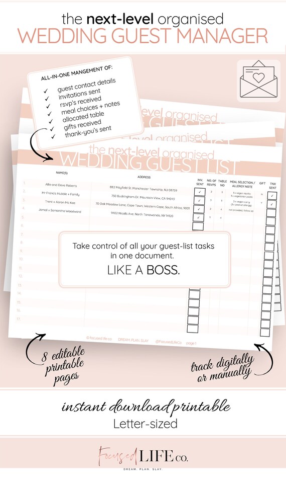It is a photo of Wedding Guest List Printable intended for pdf It's just an image of Wedding Guest List Printable intended for pdf